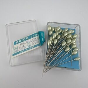 Vintage ERICO Pearl Head Pins Light Green Pear Shape Sewing Pins Japan